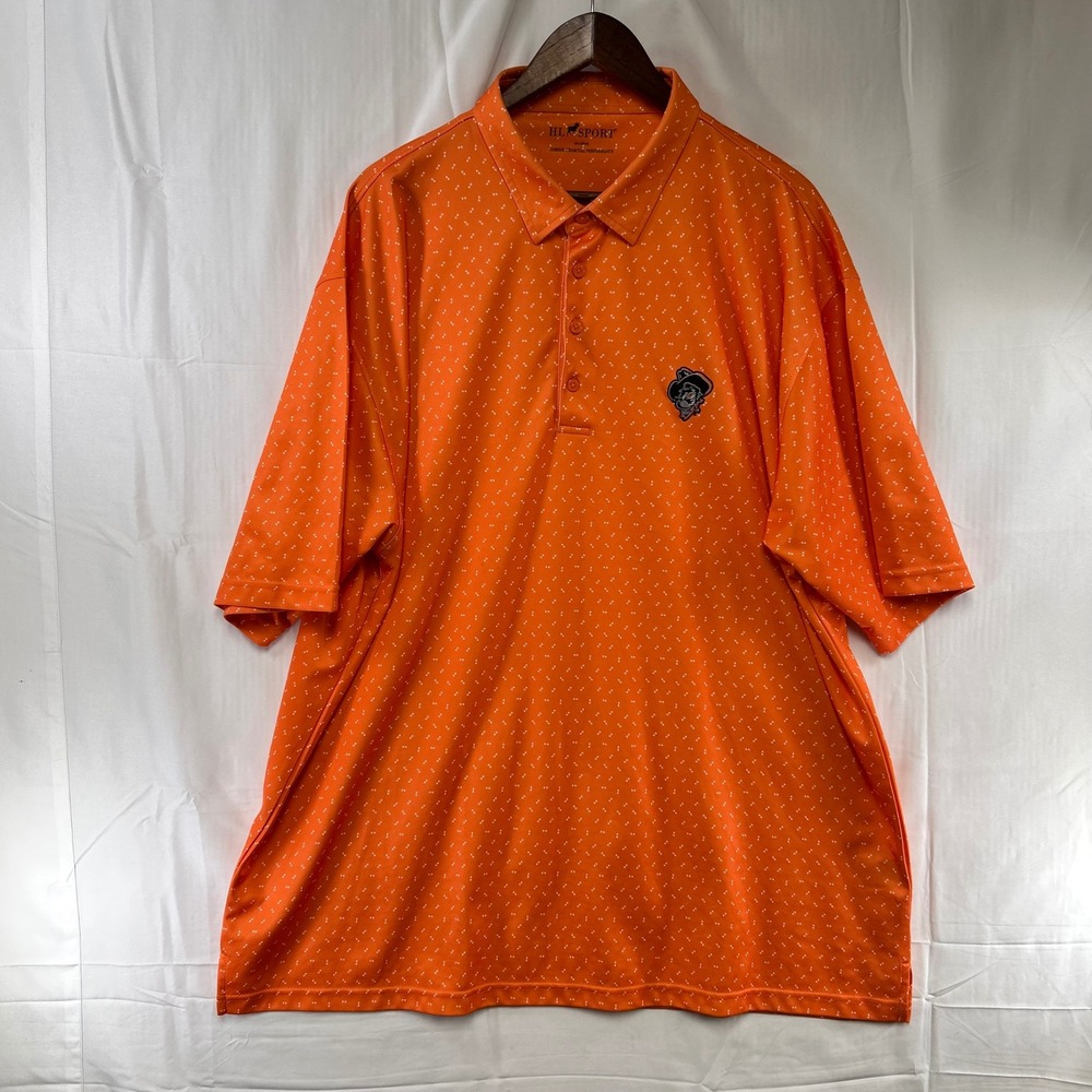 Oklahoma State Cowboys Polo Shirt Mens 3XL Orange OSU Pistol Pete Arrow Print